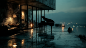 Rainy piano focus music for study, work, and deep concentration in a calm night setting